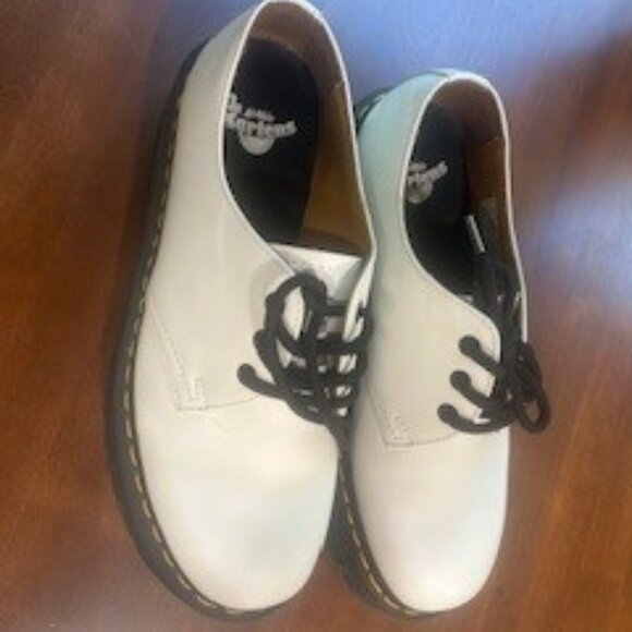 DOCTOR MARTENS DOCS POLISHED WHITE LEATHER 1461 QUAD LI PLATFORM 9 US M - Picture 4 of 6